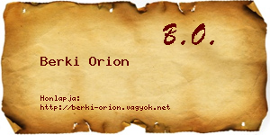 Berki Orion névjegykártya